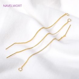 85mm Long Tassel Earwire 18K Gold Plated Brass Thin Chain Ear Thread with Open Ring For DIY Earrings Making Accessories