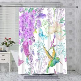 Shower Curtains Animal With Floral Leave Bathing Curtain Bathroom Plant Waterproof 12 Hooks Home Deco Free Ship