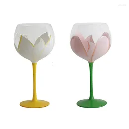 Wine Glasses 1Pcs Vintage Tulip Goblet Hand-Painted Glass Cup Champagne Ins El Party Decoration Bar Drinkware Birthday Gifts