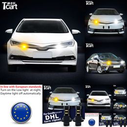 Car Accessories for Toyota Corolla E160 E170 E180 2014 -2018 Led Daytime Running Light Turn Drl 2in1