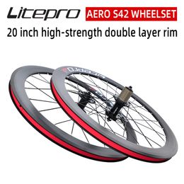 Litepro S42 AERO Folding Bike 20 Inch 406/451 V Disc Brake 11 Speed Wheelset 4 Sealed Bearing Alloy Wheels BMX Bicycle Rims