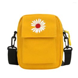 Shoulder Bags Women Daisy Mini Bag Summer Casual Tote Outdoor Canvas Handbag Zipper Messenger Coin Holder Purse Phone