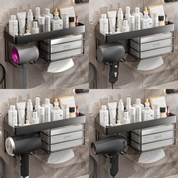 Hair Dryer Cradle Wall Mounted Cosmetic Storage Holder Straightener Stand Storage Box Tissue Organizer Shelf Bathroom Accessorie