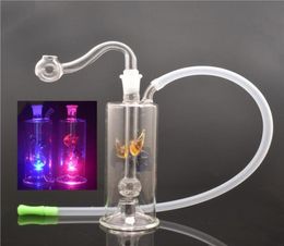 LED light Glass oil burner Bongs Dab Percolater Bubbler Water Pipes with glass oil burner pipes and hose1504777