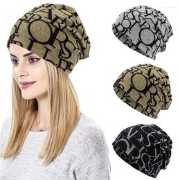 Berets Letter Knitted Baggy Beanie Caps Lightweight Thermal Knit Street Style Hip-hop Winter Breathable Hat For Women Bonnet