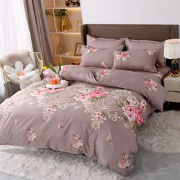 Solstice Luxury Brown Floral Pattern Duvet Comforter Quilt Cover Pillowcase Bed Sheet Bedding Set Girl Boy Kid Teens Bed Linen