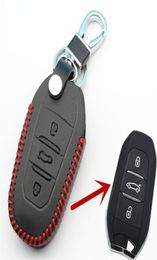 FLYBETTER Genuine Leather Smart Remote Key Case Cover For Peugeot 30085082008 For Citroen C4LDS6C6DS5 Car Styling L802503239