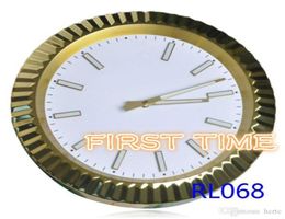 Wall Clocks Rlx Metal Clock High Quality Home Decoration Stainless Steel Gold Case White Dial Style1017918