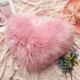 Pillow Soft Plush Heart Cover Heart-shaped Pillowcases Fluffy Decorative Throw Pillows Gifts For Women Girls Home Decor