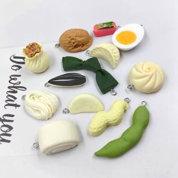 10pcs Lovely Simulated Food Charms Steamed Bread Noodles Ham Sausage Garlic Pendant Crafts Making Findings Handmade Jewelry