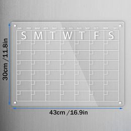 2Piece Magnetic Dry Wipe Erase Board For Fridge Calendar For Refrigerator Note Board Eraser Acrylic Clear 43X30cm