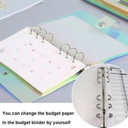 A6 Budget Binder Rainbow Loose Leaf Folder Cover With 12 PCS A6 Pockets Refill For Cash Envelope Wallet PVC Notebook Protector
