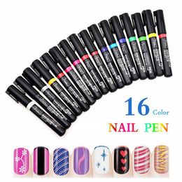 Nail Enhancement Tools 3D Paint Pen Nail Tracing Point Flower Pen Nail Brush DIY Nail Polish Pen 16 Colours Optional 7ml