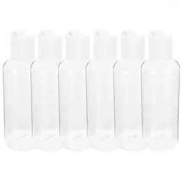 Storage Bottles 6pcs Travel Size Empty Shampoo Plastic Toiletries Container Lotion Bottles(100ml)