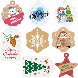 100pcs Christmas Tag Kraft Paper Pendant Card Gift Label with Hanging Rope Merry Christmas Tree DIY Decor Ornament 2023 New Year