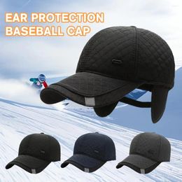 Ball Caps Warm Cotton Baseball Cap With Earflaps For Men - Solid Colour Outdoor Snapback Hat Thicken Velvet Fitted Winter G8R5