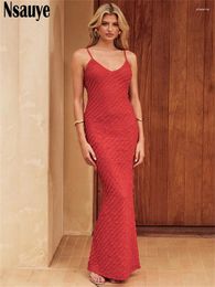 Casual Dresses Dress Women Outfits Striped Elegant Fashion Sexy Long Bodycon Knitted Backless Red Evening Party Club Summer 2024