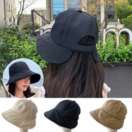 Wide Brim Hats All-match Sunhat Women Summer Outdoor Sports Caps Solid Colour Lady Beach Hat Fashion Foldable Anti-UV Protection Bucket