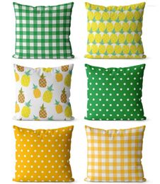 Pillow Fashion Pineapple Polka Dot Plaid Green Yellow Square Throw Pillow/almofadas Case 43 53 Teen Geometric Cover Home Decore