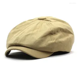 Berets 2024 Solid Cotton Sboy Caps Men Flat Peaked Cap Women Painter Beret Hats