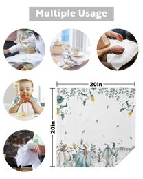 Thanksgiving Pumpkin Autumn Eucalyptus Table Napkins Cloth Set Handkerchief Wedding Party Placemat Holiday Banquet Tea Napkins