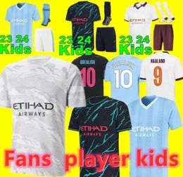 23 24 Soccer Jerseys HAALAND DE BRUYNE PHILLIPS MANS CITIES GREALISH FERRAN MAHREZ FODEN JOAO CANCELO Z fans player version Football Shirt Men Kids Kit Sets Uniforms