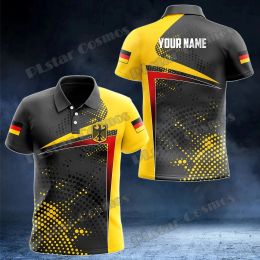 Customise Hurricane Fire And Coat Of Arm Germany 3D Printed Men's Polo Shirt Summer Short Sleeve Unisex Adult Polo Shirt PO31