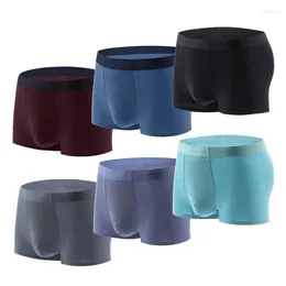 Underpants 3PCS No Trace Silk Underwear Men's Pants Cotton High Waist Boxer Breathable Solid Color Boyshort