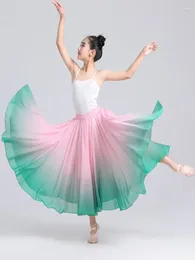 Stage Wear Children's 720 Degree Large Swing Skirt Gradient Colour Classical Dance Xinjiang Modern Performance Practise Girl's H