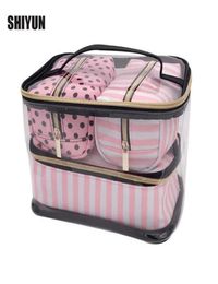 PVC Transparent Cosmetic Bag Organiser Travel Toiletry Bag Set Pink Beauty Case Makeup Case Beautician Vanity Necessaire Trip 21075589345