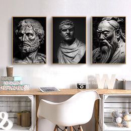 Famous Philosopher Politician Socrates Plato Marc Aurel Confucius Sculpture Poster Canvas Print Pictures Living Room Room Decor