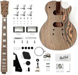 Cables New 6 String Guitar Kit Zebrawood Solid Body Lp Style Electric Guitar Builder Kit