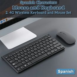 Combos DISOUR Spanish Wireless Keyboard 2.4G Wireless Mouse and Keyboard Set 86 Keys Noise Reduction Silent Keyboard for Office Working