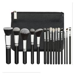 Makeup Brushes Brand High Quality Brush 15Pcs/Set With Pu Bag Professional For Powder Foundation B Eyeshadow Drop Delivery Health Beau Otihm