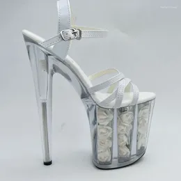 Dance Shoes LAIJIANJINXIA PU Sexy Exotic Pole Dancing Summer Women Sandals 20CM High Heels Buckle Strap Size 34-46 E195