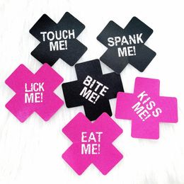 NOTCC 10 Pairs Letters Print Cross Shape Nipple Covers for Women Disposable Sex Breast Pasties Chest Stickers Wholesale