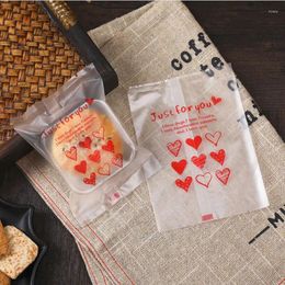 Gift Wrap 100Pcs/Lot Heart Candy Packaging Bags Semi Transparent Frosted Plastic Bag For Cookies Chocolate Wedding Birthday Party Favors