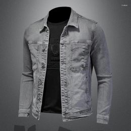 Men's Jackets 2024 Spring And Autumn Fashion Handsome All Matching Boutique Denim Coat Male Light Gray High Pressure Shirt