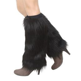 Women Girls Harajuku Faux Fur Leg Warmer Winter Solid Colour Furry Shoes Cuffs