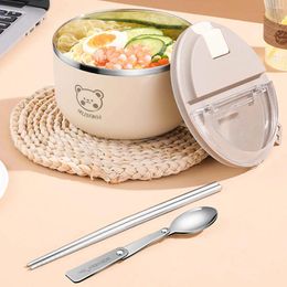 Dinnerware WORTHBUY 1300ML Portable Stainless Steel Bento Lunch Box For Kids Leakproof Sealed Student With Tableware