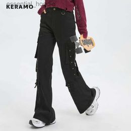 Frauen Jeans Retro Casual High Taille Defulde Design Damen Merchandise Pants Street Kleidung Wide Legs Bag Y2K Hosen C240411