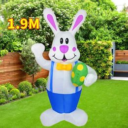 Decorative Figurines 1.9M Blue Inflatable Toys Built-in LED Light Easter Decoration Festival Inflated Model Indoor Outdoor Yard Decor