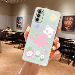 Star Bear Plating silicone Phone Case On For Motorola Moto G60 G40F G82 G52 G22 G30 G10 G8 Plus G20 G9 Play G9 E20 EDG E20 Cover