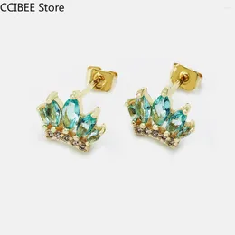 Stud Earrings Personalized Fashion Zircon Jewelry Creative Product Exquisite Color Crown Shaped Beautiful