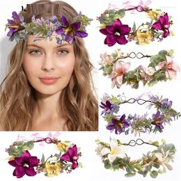 Headpieces Simulation Flower Garland Sentie Fabric Hair Band Bohemian Style Bride Pography Accessories Wholesale