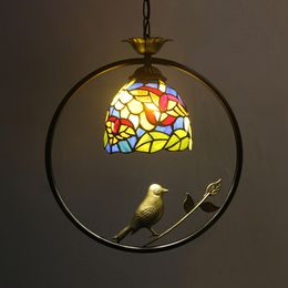 Tiffany Bird Pendant Lights Stained Glass Living Room Decor Dining Room Furniture Hanging Lamp Bedroom Kitchen Light Fixtures