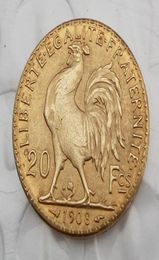 France 20 Francs 1908 Rooster Gold Copy Coin Shippi Brass Craft Ornaments replica coins home decoration accessories1373046