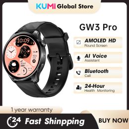 Watches KUMI GW3 Pro 1.43" AMOLED Smartwatch HD Screen thin 100+sports mode NFC Dial Bluetooth Call IP68 Waterproof Smart Watch for men