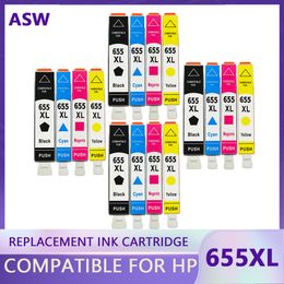 ASW Compatible HP 655 XL Ink Cartridge for HP655 Deskjet 5525 6520 6525 6625 3525 4615 4625 Printer with chip