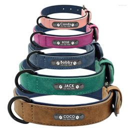 Dog Collars Personalised Leather Collar Leash Set Customised Dogs 2 For Small Medium Large Supplies